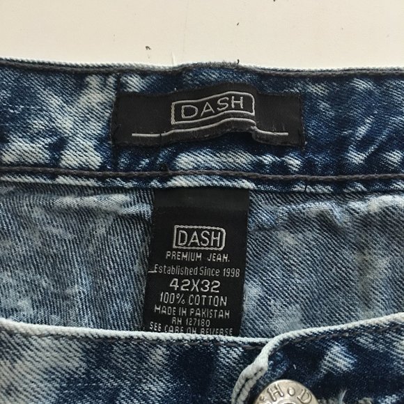 Dash Acid Washed Distressed Mens Blue Jeans 42x32 - Picture 5 of 10